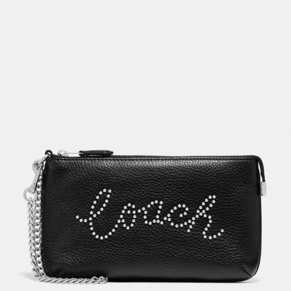 COACH Studded Script Wristlet